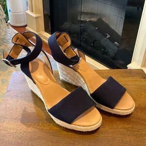 J Crew Navy Wedge Espadrilles